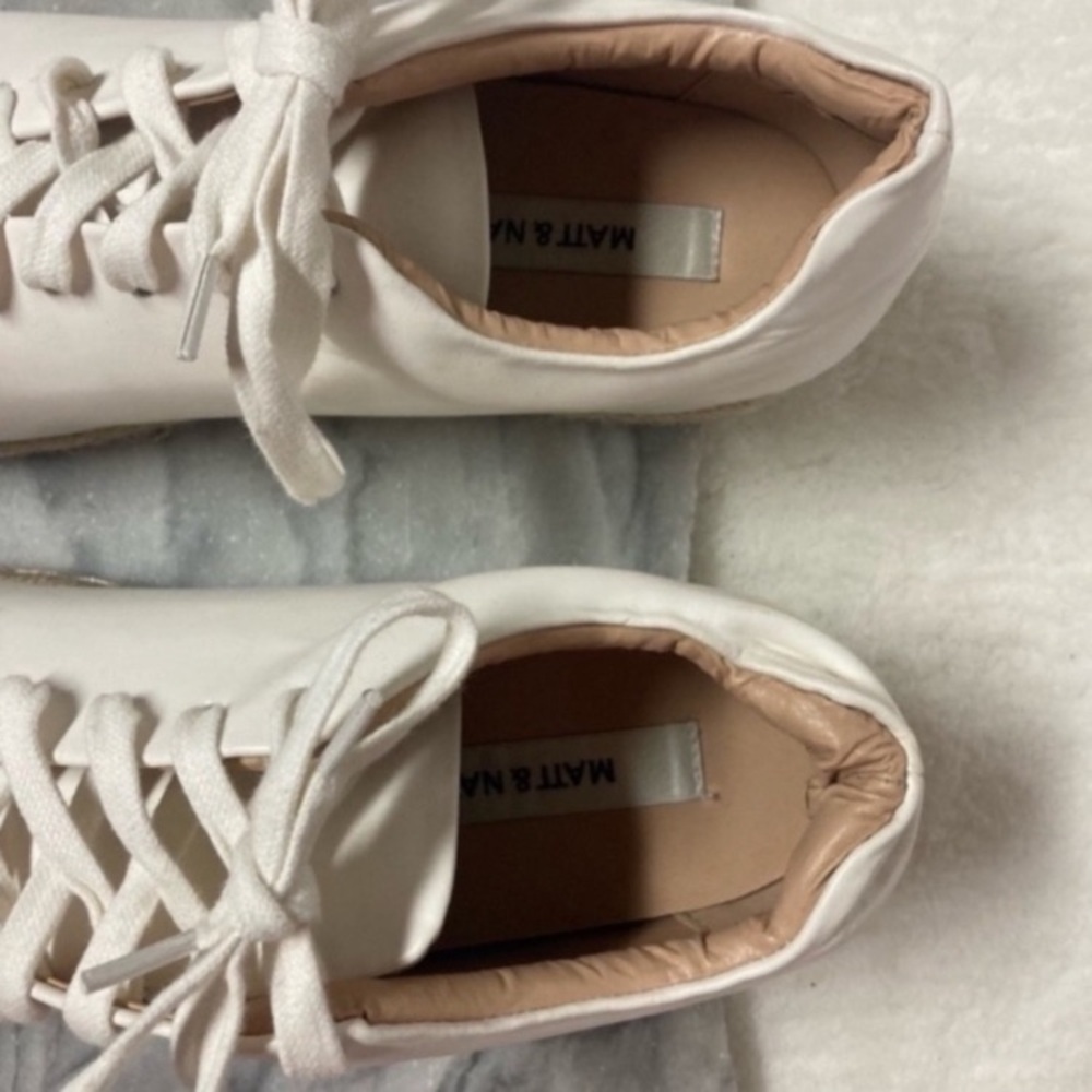 Matt & Nat Lace Up Shoes MAIA Size 8 Vegan Espadrille Runners Cream Leather - Picture 7 of 10